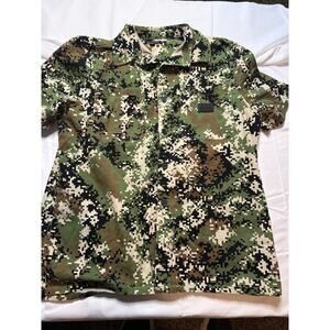 Dogg Supply Shirt XL Digital Camouflage Casual Pockets Button Up Short Sleeve